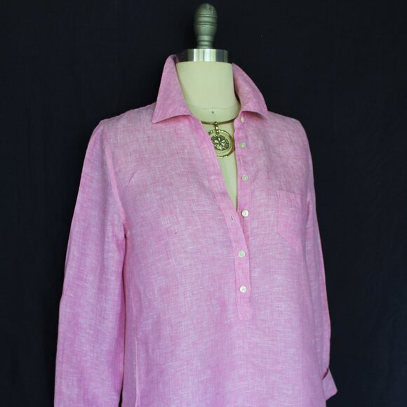 Lilly Pulitzer Sea View Marleigh Linen Button Down Shirt dress Top tunic blouse - Picture 7 of 9